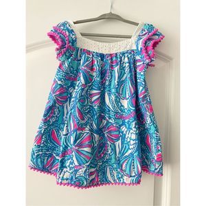 Lilly Pulitzer Target Blue Pink White Dress Size 12 Months With Lining